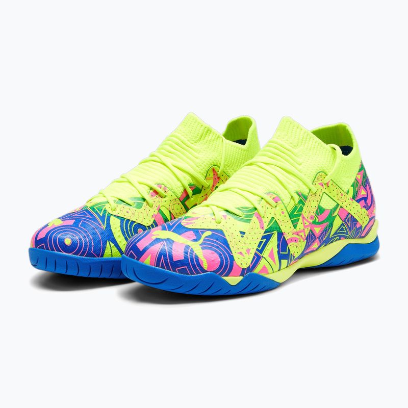 PUMA Future Match Energy IT + Mid Jr Kinder Fußballschuhe Ultra Blau/Gelb Alert/Leuchtend Pink 13