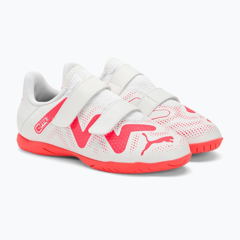 PUMA Future Play IT V Jr Kinder Fußballschuhe puma weiß/feuerorchidee 4
