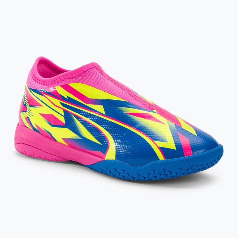 PUMA Ultra Match LL Energy IT+Mid Jr Kinder Fußballschuhe leuchtend pink/ultra blau/gelb alert