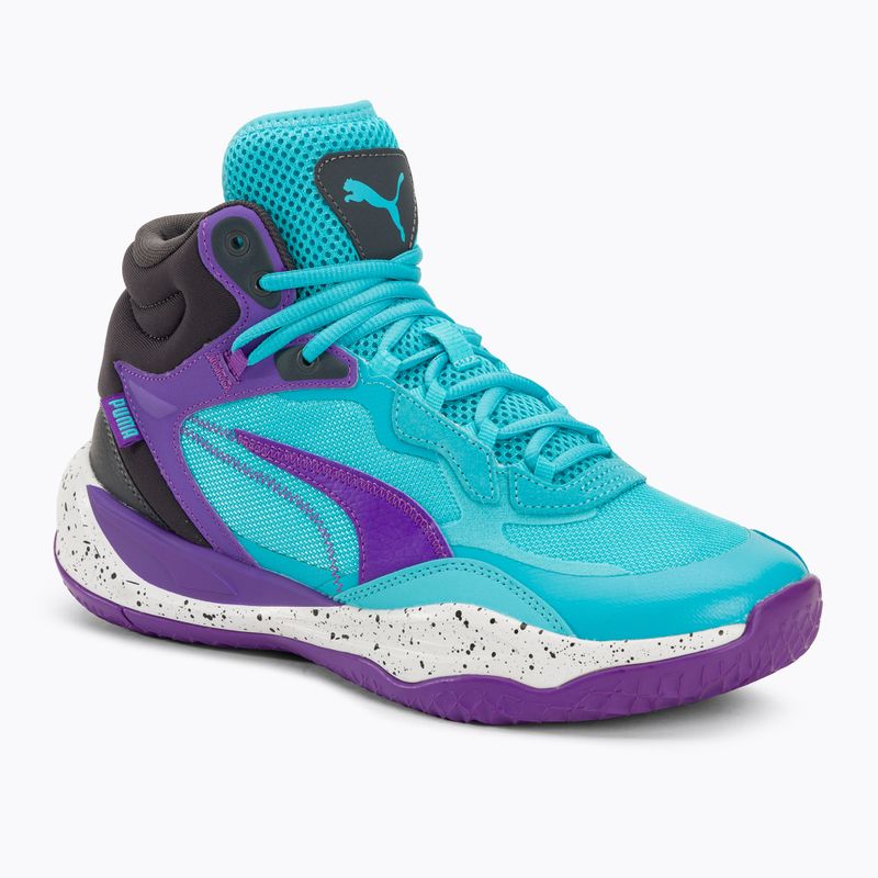 Herren Basketballschuhe PUMA Playmaker Pro Mid lila glimmer/hell aqua/stark grau/weiß