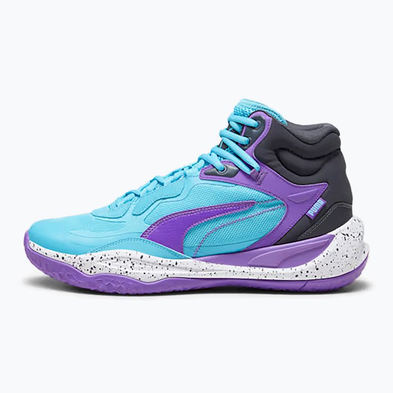 Herren Basketballschuhe PUMA Playmaker Pro Mid lila glimmer/hell aqua/stark grau/weiß 7