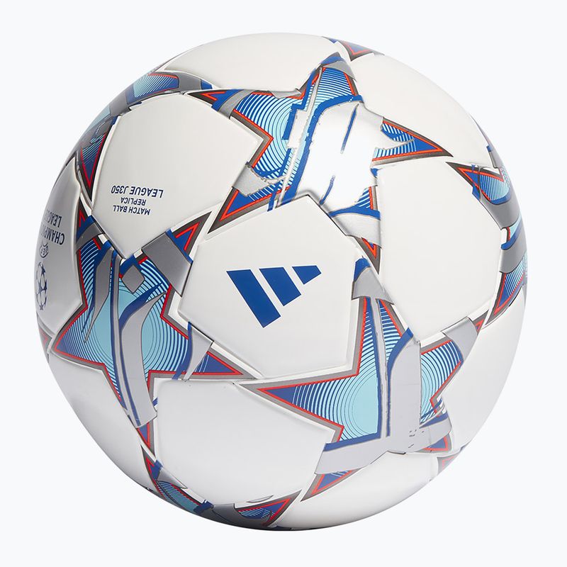 adidas UCL League 23/24 Fußball weiß/silbermetallic/helles cyan/royal blau Größe 4 2