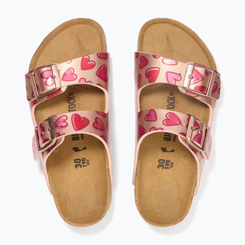Kinder-Pantoletten BIRKENSTOCK Arizona Birko-Flor Narrow electric metallic copper hearts 3