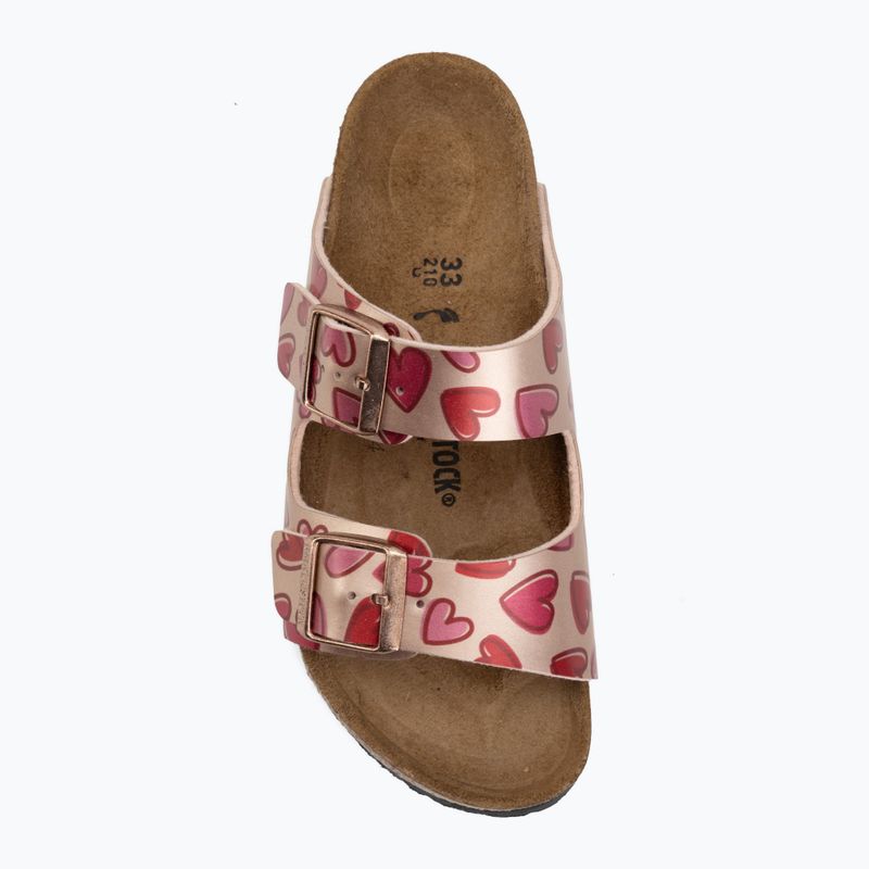 Kinder-Pantoletten BIRKENSTOCK Arizona Birko-Flor Narrow electric metallic copper hearts 5