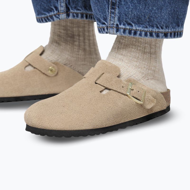 Badelatschen BIRKENSTOCK Boston Suede Leather sandcastle 8