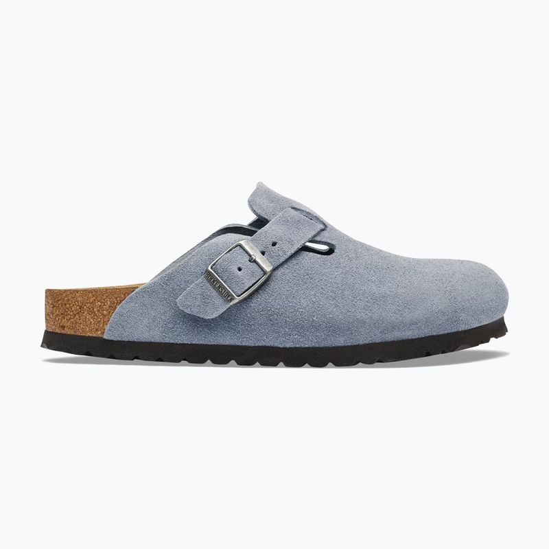Badelatschen BIRKENSTOCK Boston Suede Leather stone blue 2
