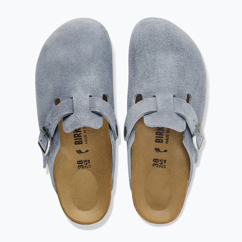 Badelatschen BIRKENSTOCK Boston Suede Leather stone blue 4