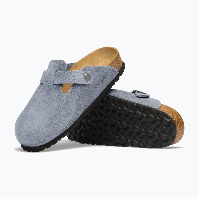 Badelatschen BIRKENSTOCK Boston Suede Leather stone blue 5