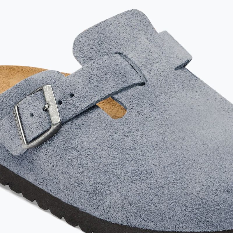 Badelatschen BIRKENSTOCK Boston Suede Leather stone blue 6