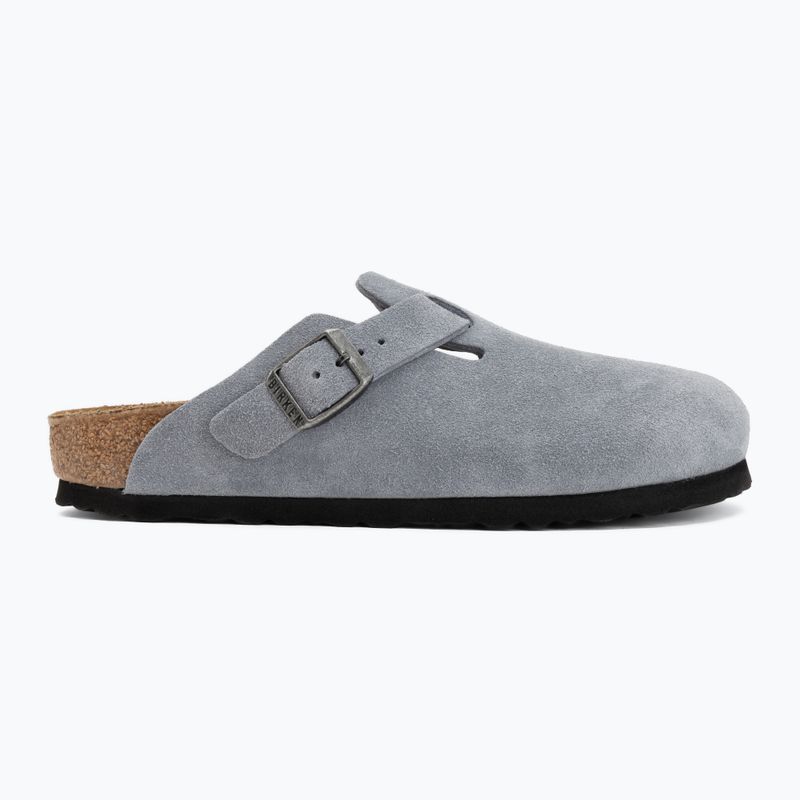 Badelatschen BIRKENSTOCK Boston Suede Leather stone blue 2