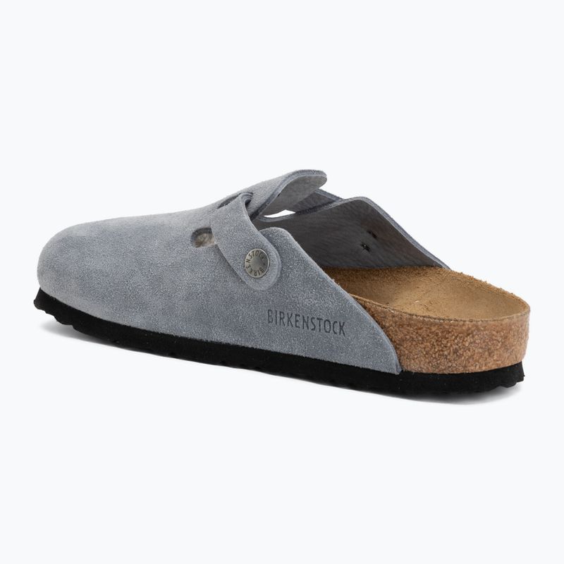 Badelatschen BIRKENSTOCK Boston Suede Leather stone blue 3