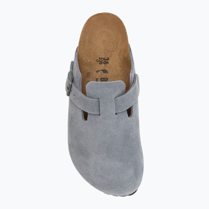 Badelatschen BIRKENSTOCK Boston Suede Leather stone blue 5