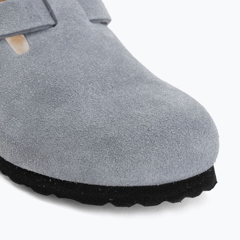 Badelatschen BIRKENSTOCK Boston Suede Leather stone blue 7