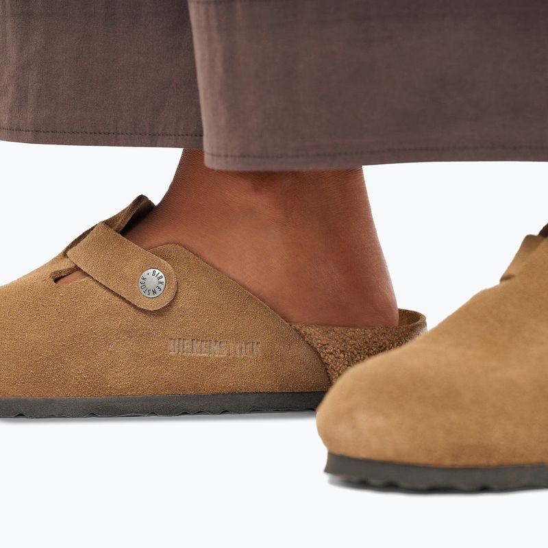 Badelatschen BIRKENSTOCK Boston Suede Leather dark tea 8