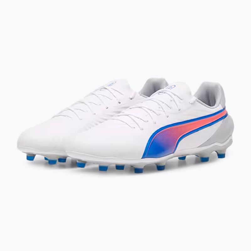 PUMA King Match FG/AG Fußballschuhe puma weiß/bluemazing/flat light grey/sunset glow 8