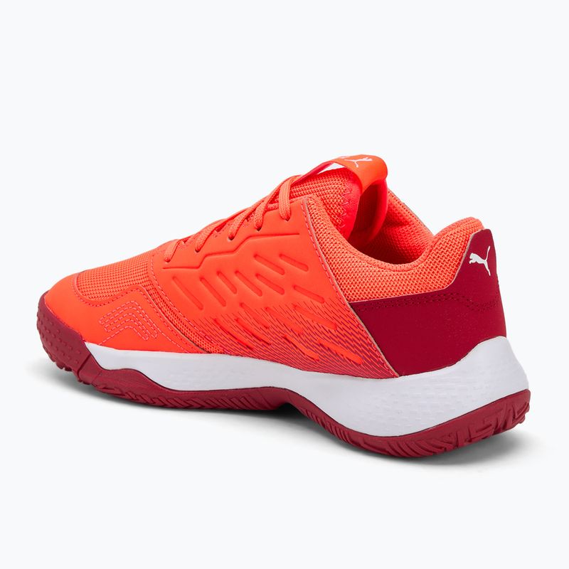 PUMA Accelerate Jr Kinder-Handballschuhe leuchtend rot/weiß/dunkelkarminrot/schwarz 3