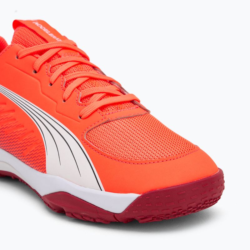 PUMA Accelerate Jr Kinder-Handballschuhe leuchtend rot/weiß/dunkelkarminrot/schwarz 7
