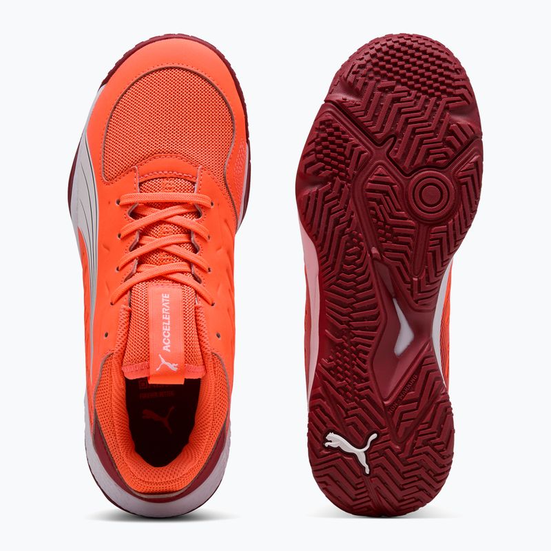 PUMA Accelerate Jr Kinder-Handballschuhe leuchtend rot/weiß/dunkelkarminrot/schwarz 10