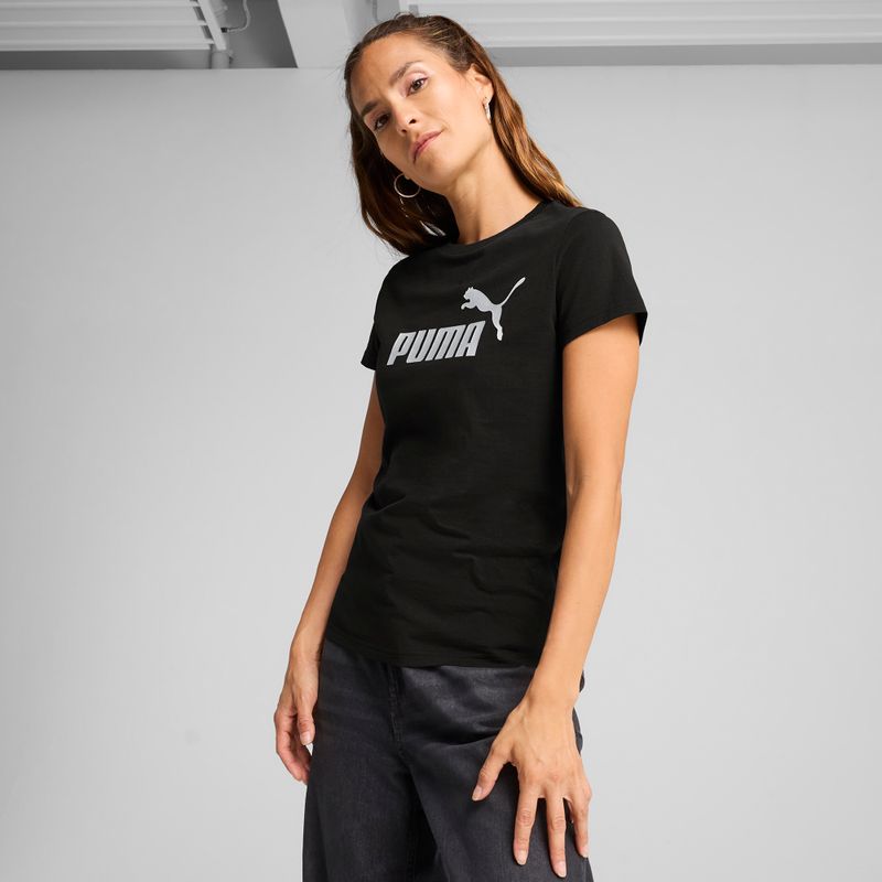 Shirt Damen PUMA ESS Metallic No. 1 Logo Tee puma black/metallic silver 3