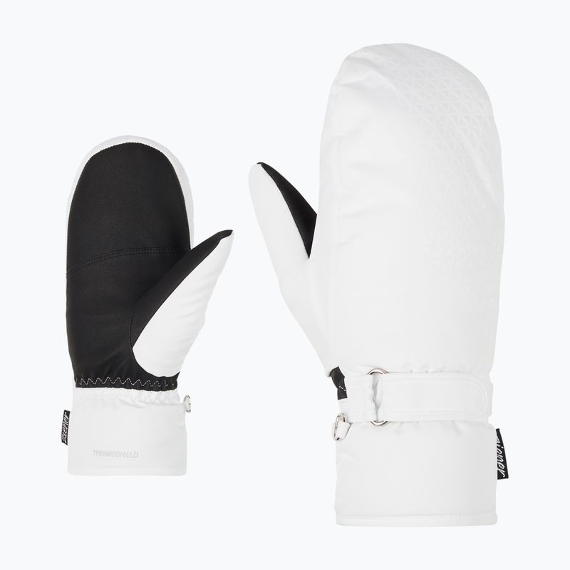 Skihandschuhe Damen ZIENER Kisar Aquashield Mitten white