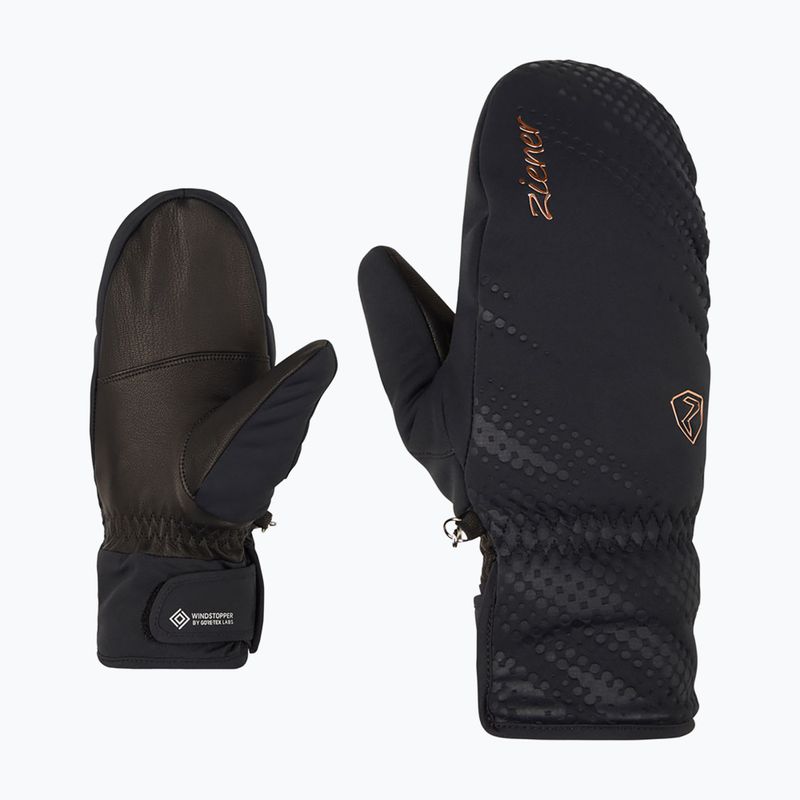 Skihandschuhe Damen ZIENER Karoia WS PR Mitten black/rose metallic 7