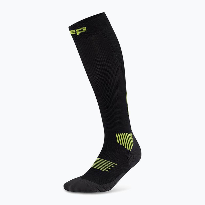 CEP Damen-Kompressionssocken Run Tall 5.0 schwarz/lime 2