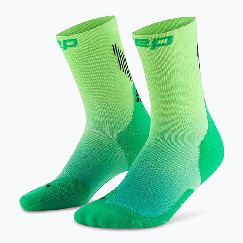 CEP Damen Kompressionssocken Run Edt. Gradient Mid Cut Compression 5.0 grün/lime fade