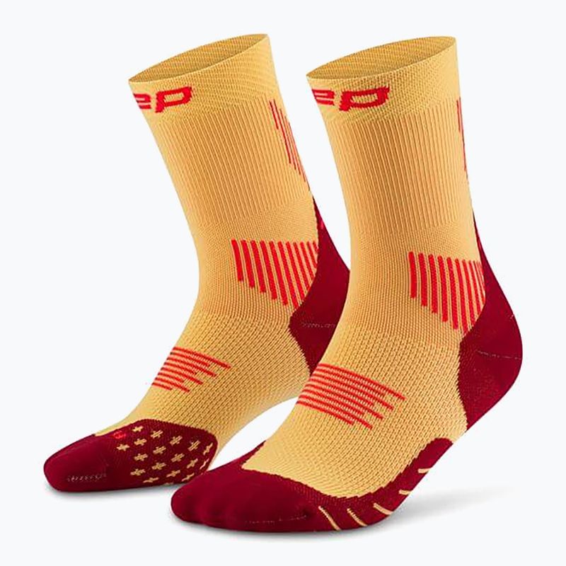 CEP Herren Kompressionssocken Run Mid Cut 5.0 marigold/burgundy