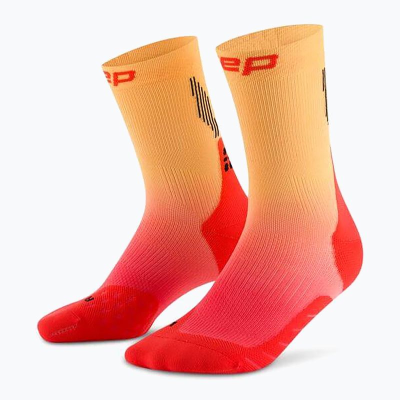 CEP Herren Kompressionssocken Run Edt. Gradient Mid Cut Compression 5.0 rot/marigold fade