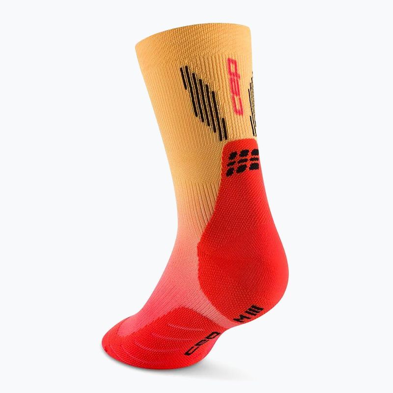 CEP Herren Kompressionssocken Run Edt. Gradient Mid Cut Compression 5.0 rot/marigold fade 3