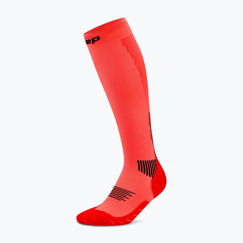 Damen Kompressionsstrümpfe CEP Run Tall 5.0 neon coral 2