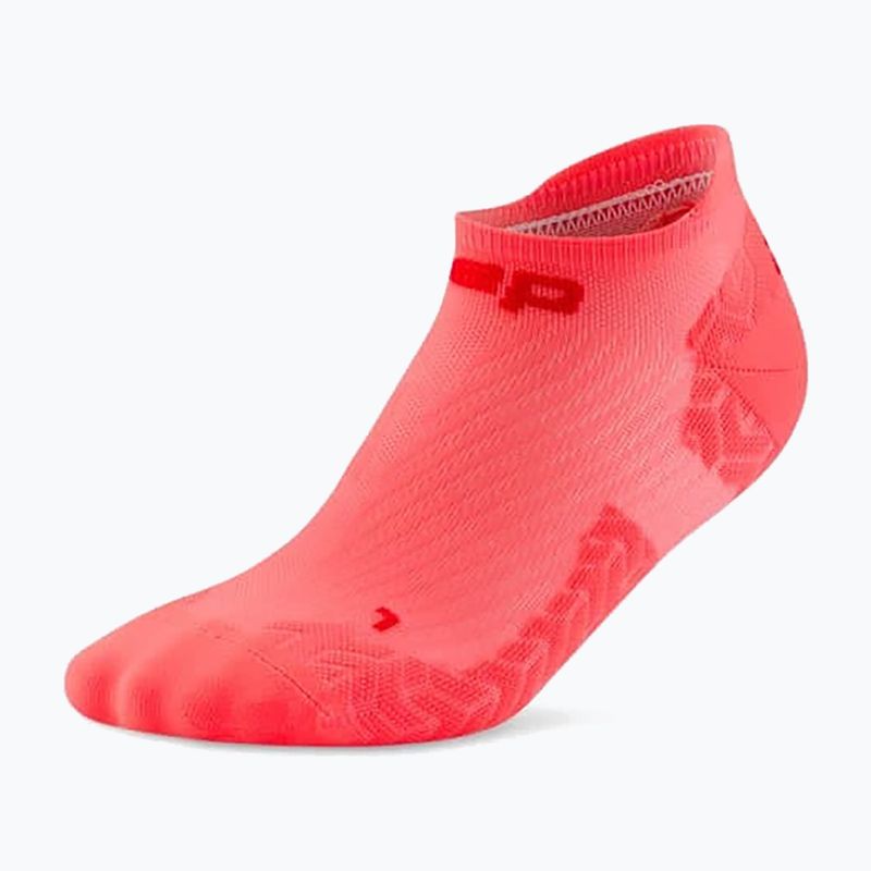 Männer Kompressionsstrümpfe CEP Ultralight No Show 4.0 neon coral/red 2