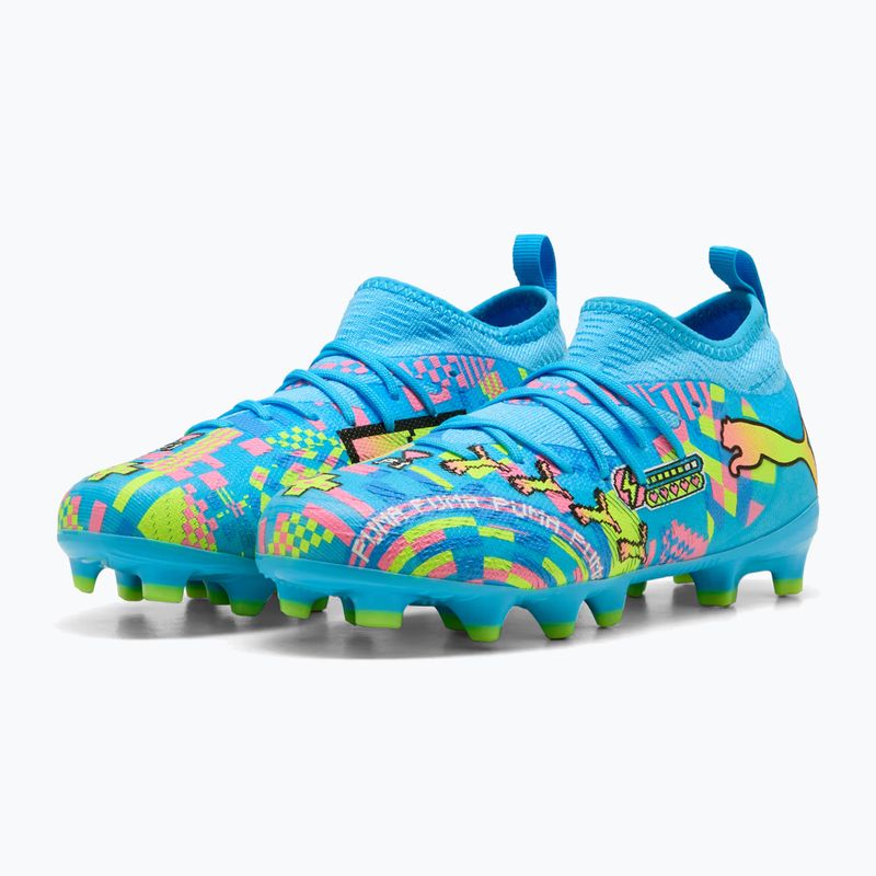 Kinder-Fußballschuhe PUMA Future 9 Match Advanced Level FG/AG Jr puma white/blue glimmer/pink glimmer/yellow alert 3
