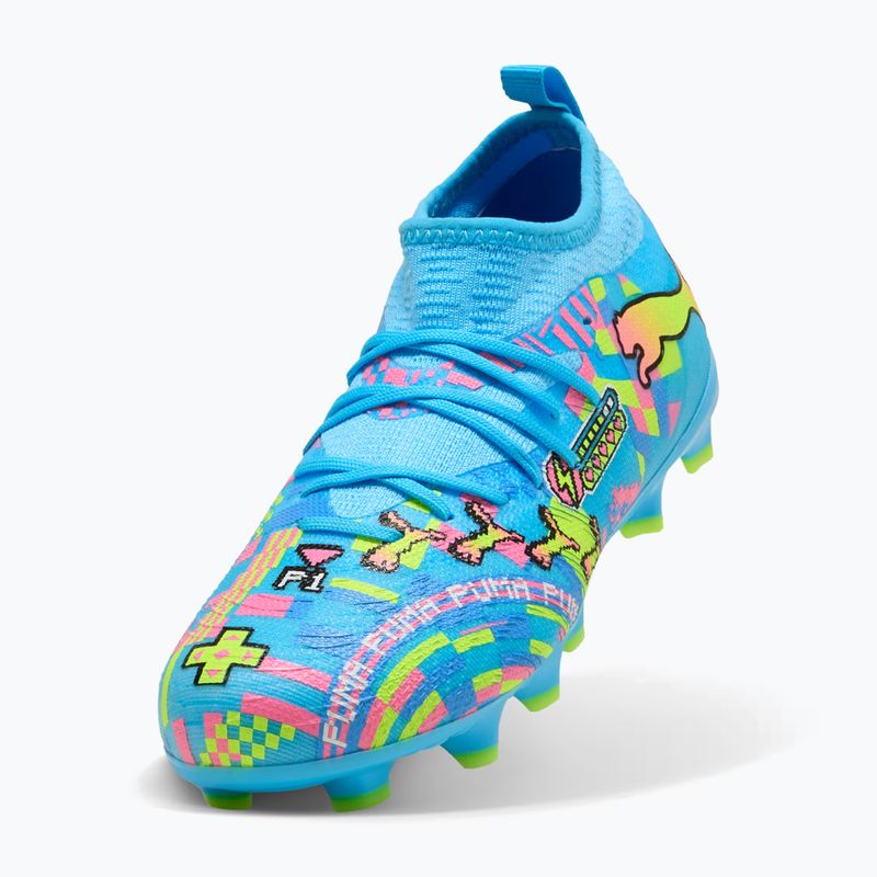 Kinder-Fußballschuhe PUMA Future 9 Match Advanced Level FG/AG Jr puma white/blue glimmer/pink glimmer/yellow alert 4