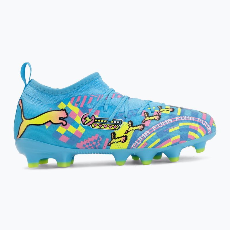 Kinder-Fußballschuhe PUMA Future 9 Match Advanced Level FG/AG Jr puma white/blue glimmer/pink glimmer/yellow alert 2