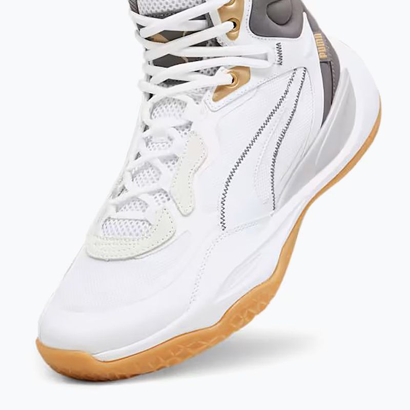 Herren-Basketball-Schuhe PUMA Playmaker Pro Mid Trophäen aschgrau/Gusseisen/Puma Gold 12