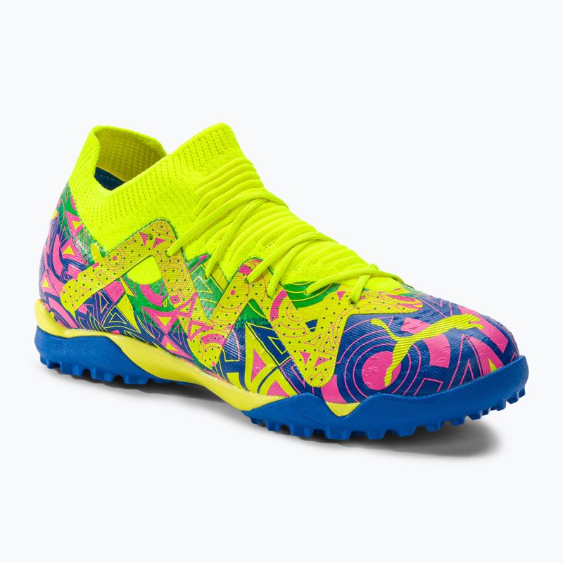 PUMA Future Match Energy TT + Mid Jr Kinder Fußballschuhe Ultra Blau/Gelb Alert/Leuchtend Pink