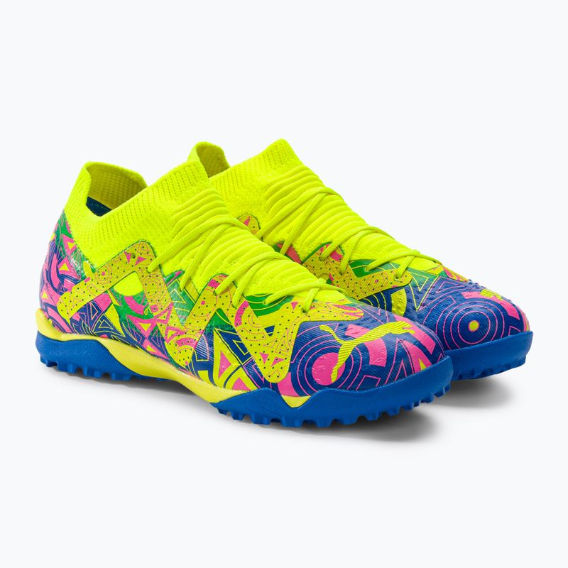 PUMA Future Match Energy TT + Mid Jr Kinder Fußballschuhe Ultra Blau/Gelb Alert/Leuchtend Pink 4