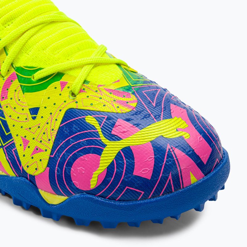 PUMA Future Match Energy TT + Mid Jr Kinder Fußballschuhe Ultra Blau/Gelb Alert/Leuchtend Pink 7