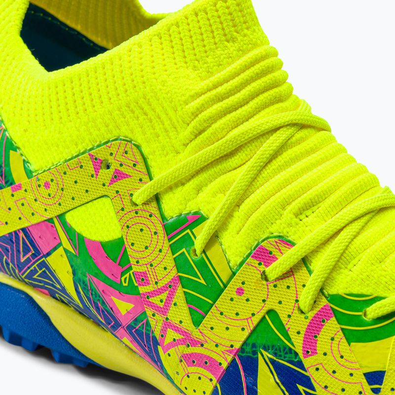 PUMA Future Match Energy TT + Mid Jr Kinder Fußballschuhe Ultra Blau/Gelb Alert/Leuchtend Pink 8