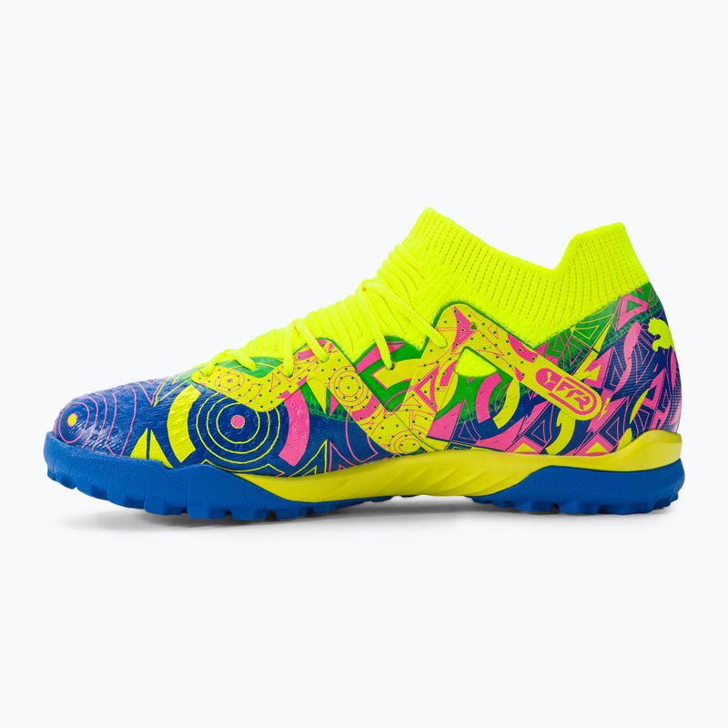 PUMA Future Match Energy TT + Mid Jr Kinder Fußballschuhe Ultra Blau/Gelb Alert/Leuchtend Pink 10