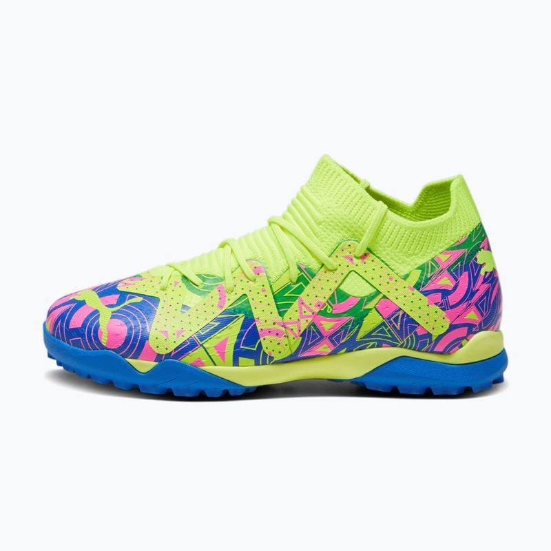 PUMA Future Match Energy TT + Mid Jr Kinder Fußballschuhe Ultra Blau/Gelb Alert/Leuchtend Pink 11