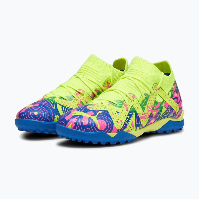 PUMA Future Match Energy TT + Mid Jr Kinder Fußballschuhe Ultra Blau/Gelb Alert/Leuchtend Pink 13