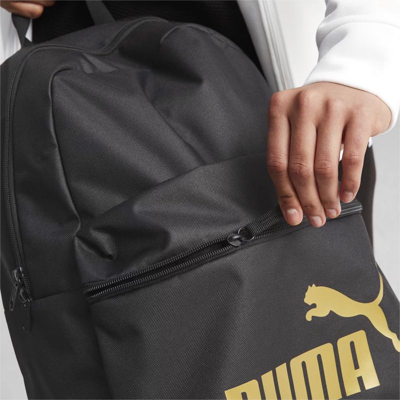 PUMA Phase 22 l Rucksack puma schwarz/goldenes Logo 5