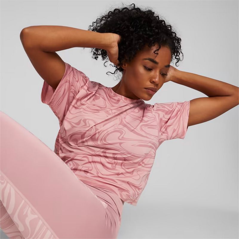 Damen Training T-Shirt PUMA Train Favorite Aop Crop Zukunft rosa