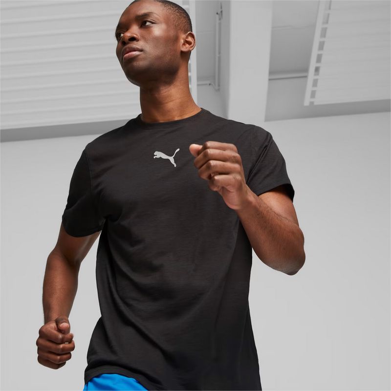 Herren Lauf-T-Shirt PUMA Graphic Tee Puma Fit puma schwarz/q3 Grafik