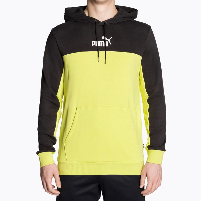 Herren Sweatshirt PUMA ESS+ Block Hoodie TR puma schwarz/lime sheen