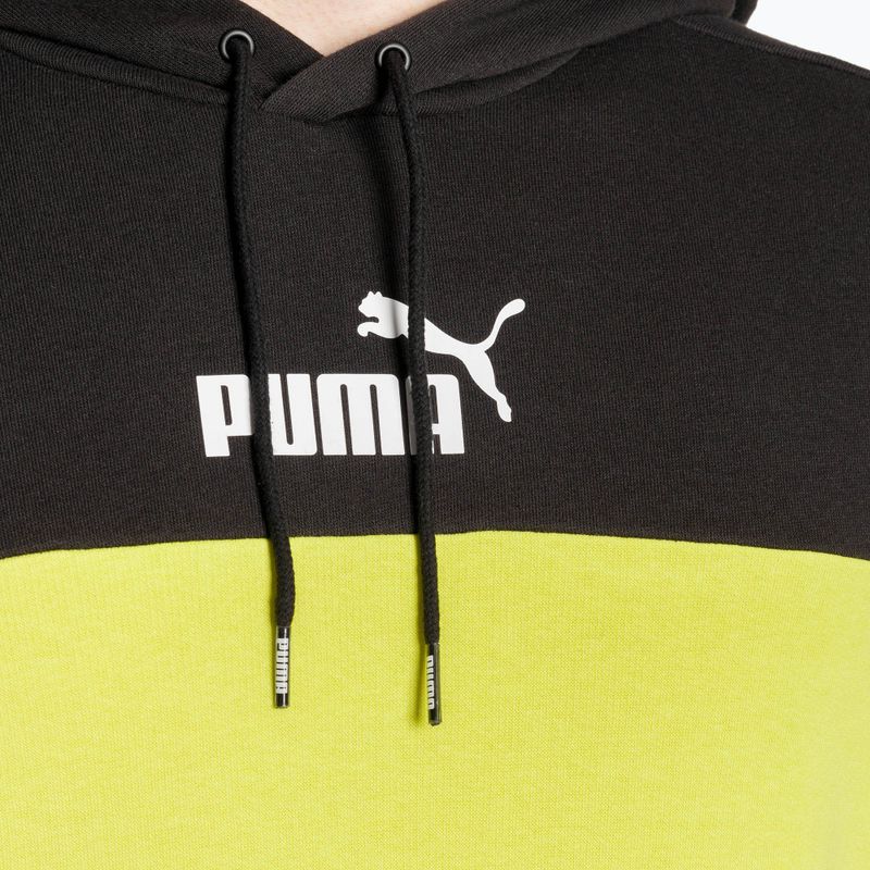 Herren Sweatshirt PUMA ESS+ Block Hoodie TR puma schwarz/lime sheen 3