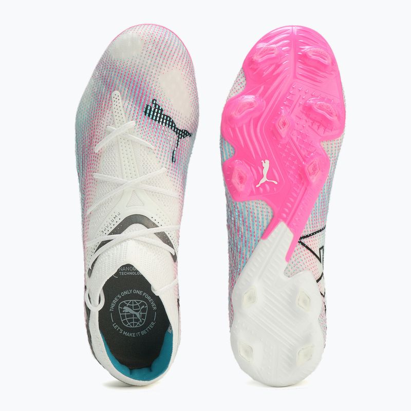 PUMA Future 7 Ultimate Low FG/AG weiß/schwarz/Giftrosa/helles Aqua/Silbernebel Fußballschuhe 11