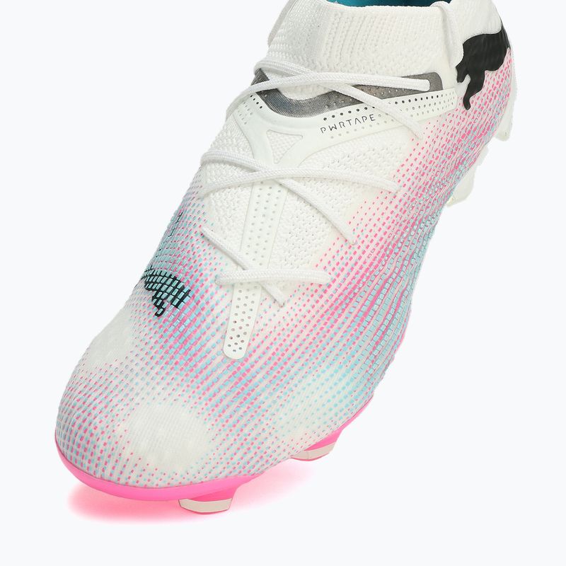 PUMA Future 7 Ultimate Low FG/AG weiß/schwarz/Giftrosa/helles Aqua/Silbernebel Fußballschuhe 12